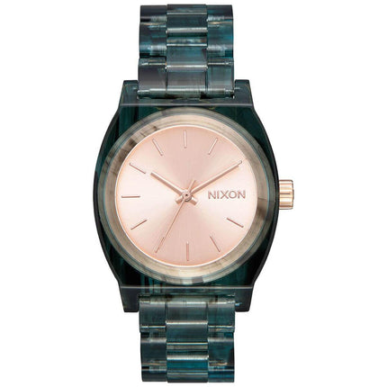 Nixon Women's Quartz Watch - Time Teller Pink Dial Aqua Plastic Bracelet | A12142930 ,