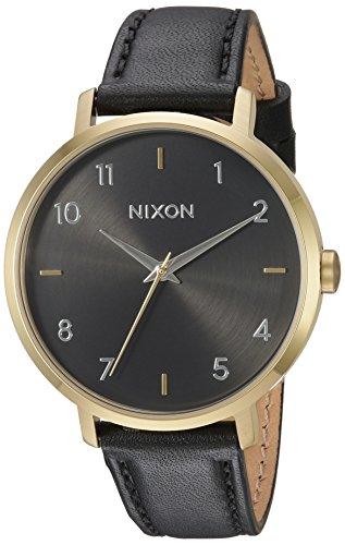Nixon Women's Strap Watch - Arrow Leather Black Dial Black Leather | A1091513 ,