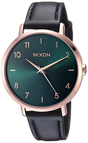 Nixon Women's Strap Watch - Arrow Leather Emerald Green Dial Black Leather | A10912805 ,