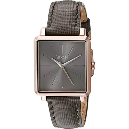 Nixon Women's Watch - K Squared Rose Gold Case Grey Dial Leather Strap | A4722214 ,