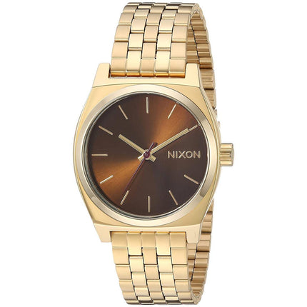 Nixon Women's Watch - Medium Time Teller Brown Dial Yellow Gold Steel | A11302803 ,