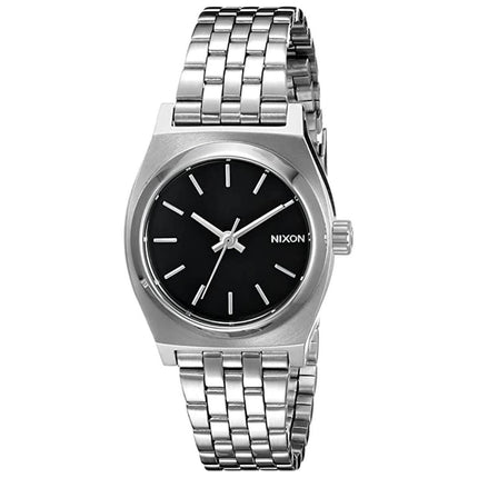 Nixon Women's Watch - Small Time Teller Black Dial Silver Tone Bracelet | A399000 ,