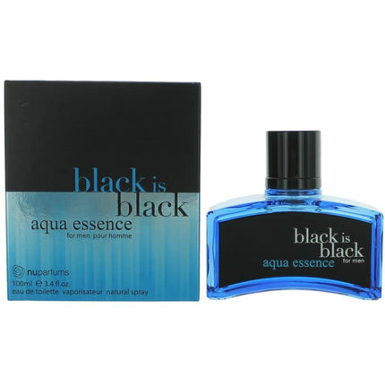 NuParfums Men's EDT Spray - Black is Black Aqua Essence Bergamont Top Note, 3.4 oz ,