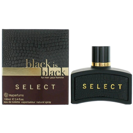 NuParfums Men's EDT Spray - Black is Black Select Mandarin, Aquatic Top Notes, 3.4 oz ,