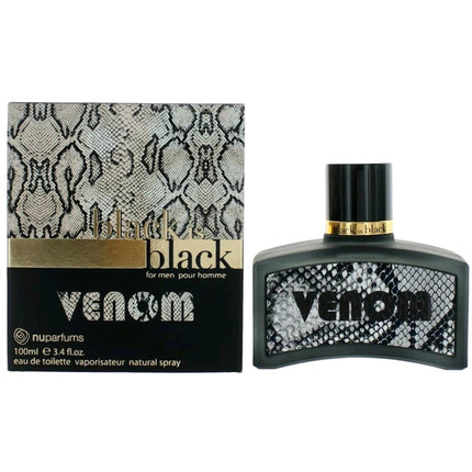 NuParfums Men's EDT Spray - Black is Black Venom Mint and Lemon Top Notes, 3.4 oz ,