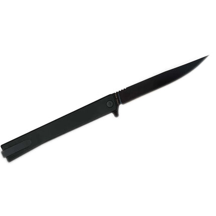 Ocaso Knife - Solstice Flipper Satin Black Blade with Black Titanium Handle | 10CTB ,