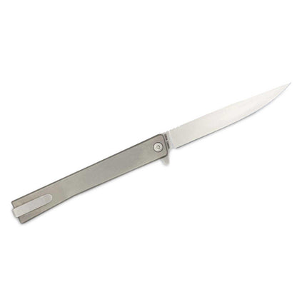 Ocaso Knife - Solstice Flipper Satin Plain Steel Blade with Titanium Handle | 10CTS ,
