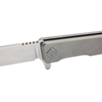 Ocaso Knife - Solstice Flipper Satin Plain Steel Blade with Titanium Handle | 10CTS ,