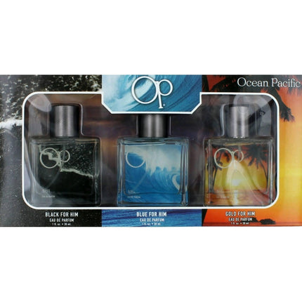 Ocean Pacific Men's Fragrance Gift Collection - OP Black, Blue, Gold EDP, 3 Piece ,