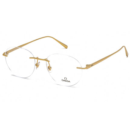 Omega Men's Eyeglasses - Clear Demo Lens Shiny Deep Gold Round Frame | OM5008-H 030 ,