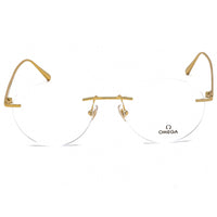Omega Men's Eyeglasses - Clear Demo Lens Shiny Deep Gold Round Frame | OM5008-H 030 ,
