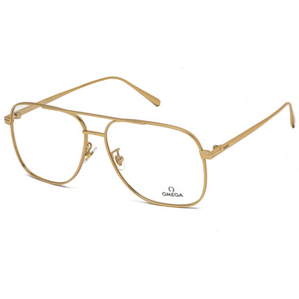 Omega Men's Eyeglasses - Clear Lens Shiny Deep Gold Aviator Frame | OM5006-H 030 ,