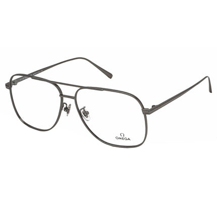 Omega Men's Eyeglasses - Shiny Gunmetal Aviator Full-Rim Metal Frame | OM5006-H 008 ,