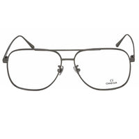Omega Men's Eyeglasses - Shiny Gunmetal Aviator Full-Rim Metal Frame | OM5006-H 008 ,