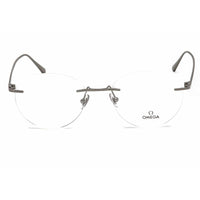 Omega Men's Eyeglasses - Shiny Gunmetal Round Rimless Metal Frame | OM5008-H 008 ,