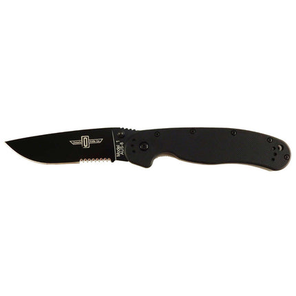 Ontario Knife Company Folding Knife - RAT I Black Partially Serrated Blade | OKC8847 ,