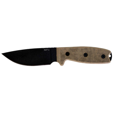 Ontario Knife Company Knife - RAT-3 Carbon Steel Fixed Blade with Sheath | OKC8665 ,