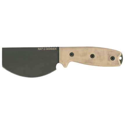 Ontario Knife Company Knife - RAT 3 Skinner Black Blade Tan Micarta Handle | OKC8661 ,