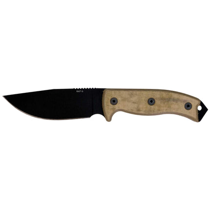 Ontario Knife Company Knife - RAT-5 Carbon Steel Blade Tan Micarta Handle | OKC8667 ,