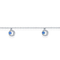 Women's Anklet - Sterling Silver Blue Opal Crescent Moon | R-9239 ,