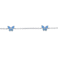 Women's Anklet - Sterling Silver Material Blue Opal Butterfly Design | R-9237 ,
