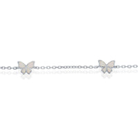Women's Anklet - Sterling Silver White Opal Butterfly | R-9238 ,
