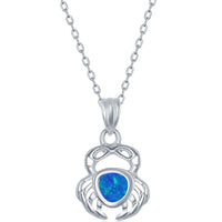 Women's Necklace and Earrings Set - Sterling Blue Inlay Opal Crab | SET-568 ,