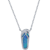 Women's Necklace and Earrings Set - Sterling Blue Opal Flip Flop | SET-567 ,