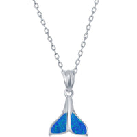 Women's Necklace and Earrings Set - Sterling Blue Opal Whale Tail | SET-573 ,