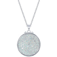 Women's Pendant with Chain - Round Filigree Design Round White Opal | K-8726 ,