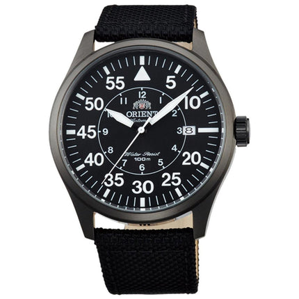 Orient ER2A006B Men's Flight Black Dial Black Nylon Strap Power Reserve Automatic Watch ,