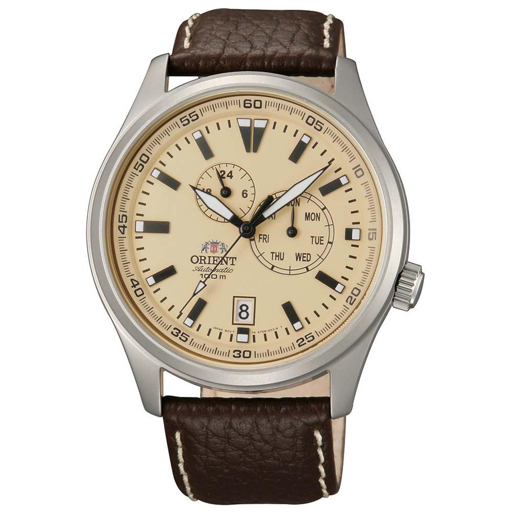 Orient ET0N003Y Men's Defender Automatic Cream Dial Brown Leather Stra