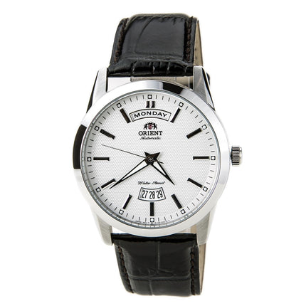 Orient EV0S005W Men's Union White Dial Brown Leather Strap Automatic Watch ,