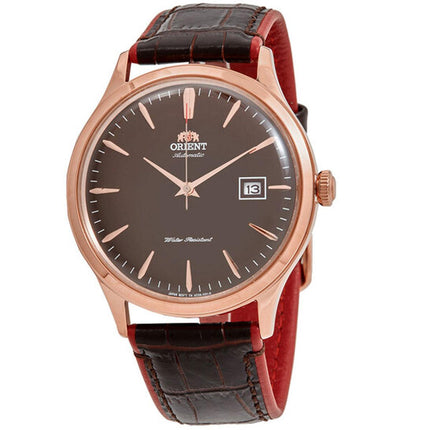 Orient Men's Automatic Watch - Bambino Brown Dial Leather Strap Date | FAC08001T0 ,