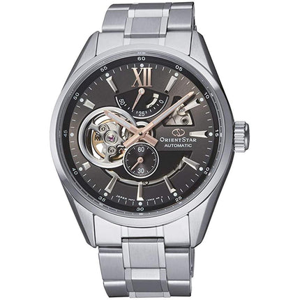 Orient Men's Automatic Watch - Black Open Heart Dial Steel Bracelet | RE-AV0004N00B ,