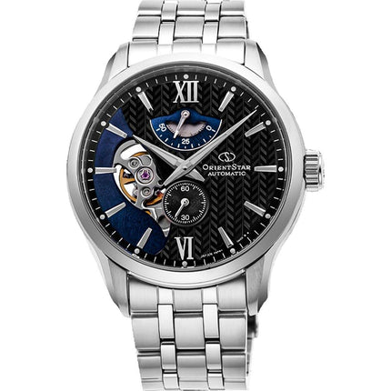 Orient Men's Automatic Watch - Blue Open Heart Dial Steel Bracelet | RE-AV0B03B00B ,