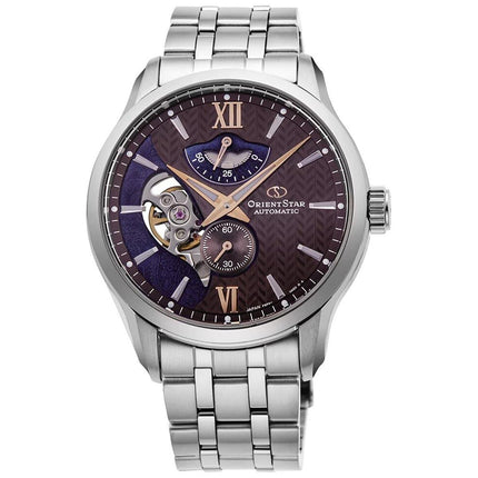 Orient Men's Automatic Watch - Brown and Blue Dial Steel Bracelet | RE-AV0B02Y00B ,