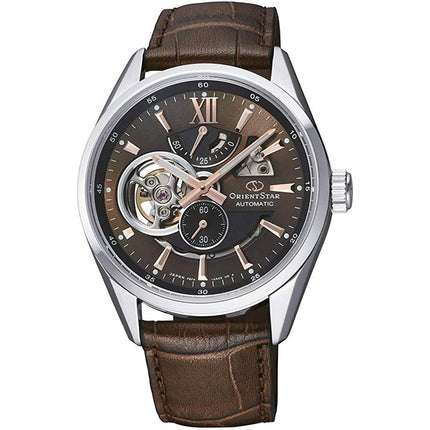 Orient Men's Automatic Watch - Brown Open Heart Dial Leather Strap | RE-AV0006Y00B ,
