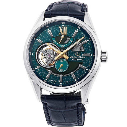 Orient Men's Automatic Watch - Deep Green Open Heart Dial Leather Strap | RE-AV0118L ,