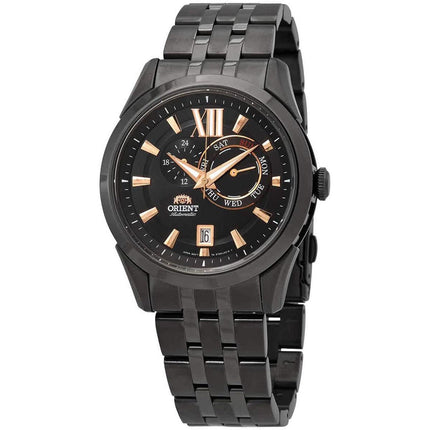 Orient Men's Automatic Watch - Elegant Black Dial Steel Bracelet Date | FET0X001B0 ,