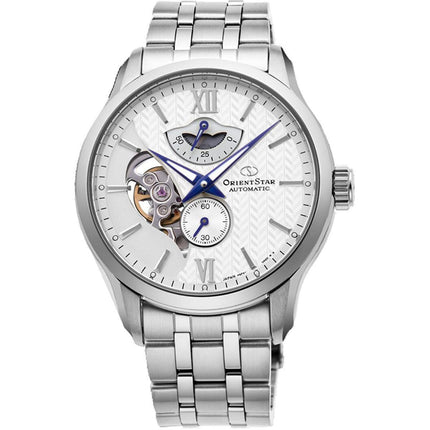Orient Men's Automatic Watch - Silver Open Heart Dial Steel Bracelet | RE-AV0B01S00B ,