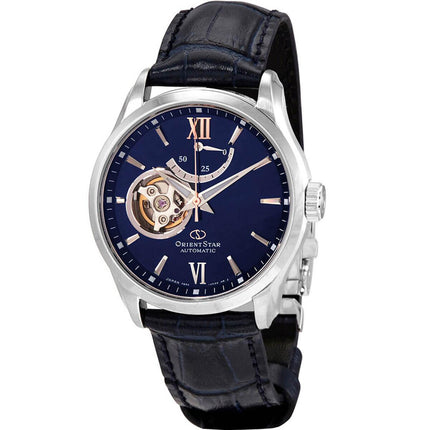 Orient Men's Automatic Watch - Star Open Heart Dial Blue Leather Strap | AT0006L00B ,