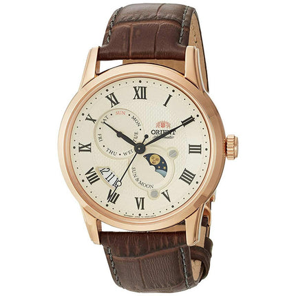 Orient Men's Automatic Watch - Sun and Moon Version 3 Cream Dial Strap | FAK00001Y0 ,