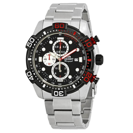 Orient Men's Chronograph Watch - Sport Black Dial Stainless Steel Bracelet | FTT16002B ,