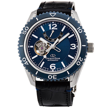 Orient Men's Mechanical Sports Watch - Star Open Heart Dial Leather Strap | AT0108L00B ,