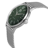 Orient Men's Watch - Bambino Green Dial Silver Tone Mesh Bracelet | RA-AC0018E10B ,