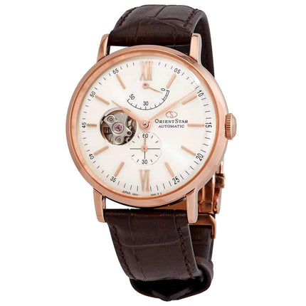 Orient Men's Watch - Star White Open Heart Dial Brown Leather Strap | RA-AV0001S00B ,