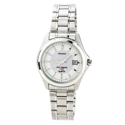 Orient PVD09001W Men's White Dial Stainless Steel Solar Cell Energy Watch ,