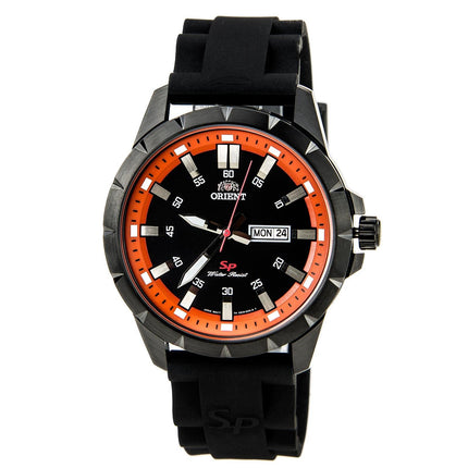 Orient UG1X009B Men's SP Black IP Steel Black Dial Black Rubber Strap Watch ,