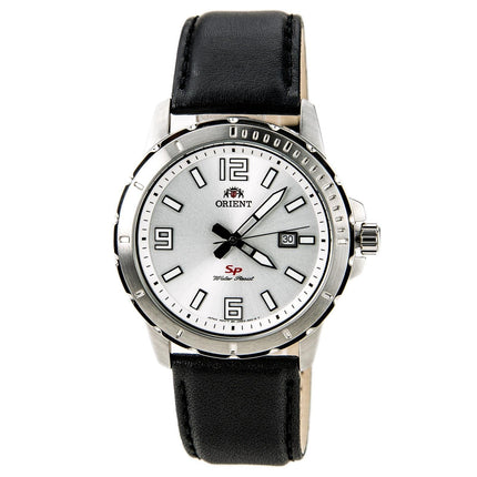Orient UNE200CW Men's SP Silver Dial Stainless Steel Leather Strap Watch ,
